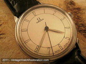 Super elegant early Omega 30T2SC with Stainless Dial, Manual, Large 35mm