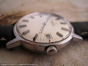 Classic Omega Pristine Baton Style Pearl White Dial with Date, Automatic, Large 35mm