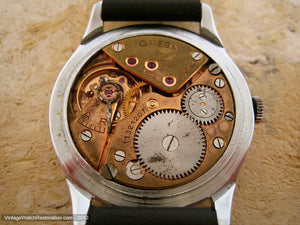 Stainless Omega 30T2 PC Movement in Soft Buttery Dial, Manual, Very Large 36.5mm