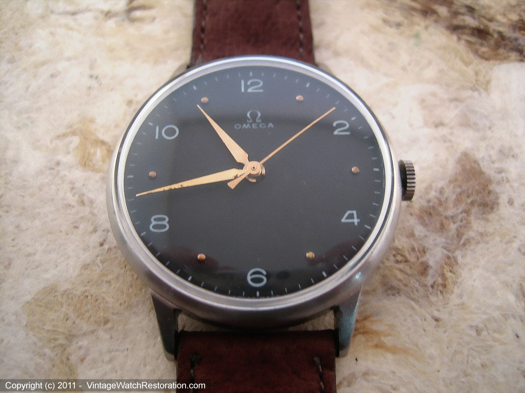 Black Dial Omega WWII Era Military 30T2SC, Manual, Large 35mm
