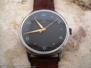 Black Dial Omega WWII Era Military 30T2SC, Manual, Large 35mm