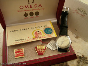 Early and Original Omega Seamaster with Box and Papers, Automatic, 34.5mm