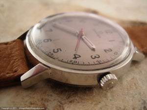 Early Omega Seamaster with Silver Dial and Pigskin Strap, Manual, 34mm