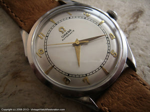 Attractive WWII Era Bumper Omega with Silver Dial , Automatic, 33mm