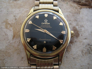 Classic Early Black Dial Omega Constellation Chronometer with Original Omega Bracelet, Automatic, Large 35mm