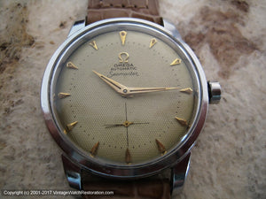 Early Omega Seamaster Bumper with Original Honeycomb Dial, Automatic, Very Large 36mm