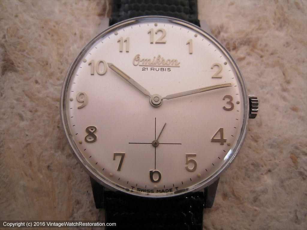 Super White Dial Omikron 'Wehrmachtswerk', Manual, Huge 35mm