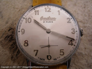 Magnificent Silver Dial 21 Rubis Omikron Wehrmachtswerk (army movement), Manual, Large 35mm