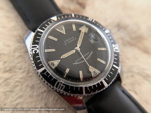 Orvin Black Dial Divers with Date, Manual, Large 35mm
