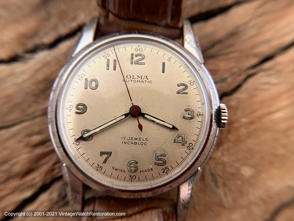 Olma Original Cream Patina Dial with Perfect Second Tick Markers,  Automatic, Large 35mm