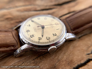 Olma Original Cream Patina Dial with Perfect Second Tick Markers,  Automatic, Large 35mm