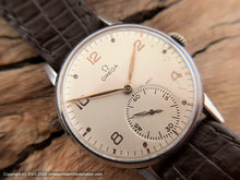 Load image into Gallery viewer, Omega Pearl White Dial Rose-Gold Numbers, Huge Case Cal 30T2 c.1944, Manual, Lg 35mm
