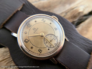 Omega Early, Original Ambered Dial, Cool Christmas 1946 Incription, 9K Gold Case, Manual, 28.5mm