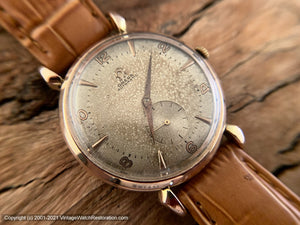 Omega c.1950 Rose Gold Bumper Cal 332 with Mind Boggling Patina Dial, Automatic, Huge 37mm