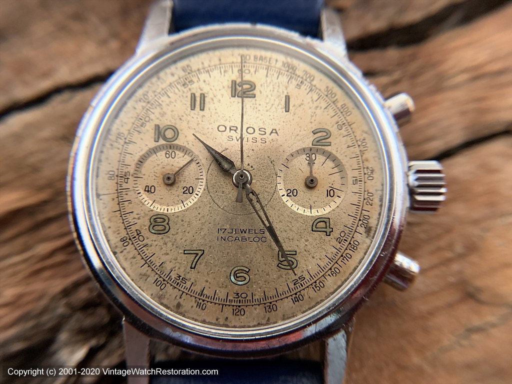 Oriosa Military Chronograph with Stunning Patina Dial, Manual, Huge 37.5mm