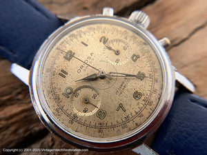 Oriosa Military Chronograph with Stunning Patina Dial, Manual, Huge 37.5mm