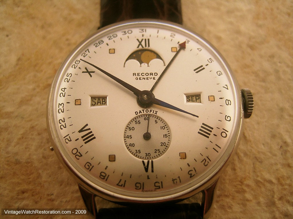 Record Geneve Datofix Triple Date Moonphase, Manual, Large 35mm