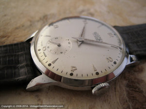 NOS Roamer Gem with Ivory Dial with Gray Lizard Strap, Manual, Huge 36mm