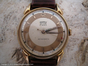 Roamer De Luxe Two-Tone Dial in Stunner Red-Gold Case, Manual, Large 34mm