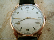 Load image into Gallery viewer, 18K Rose Gold Rolex Precision Roman Numerals Dial, Manual, Very Large 37mm
