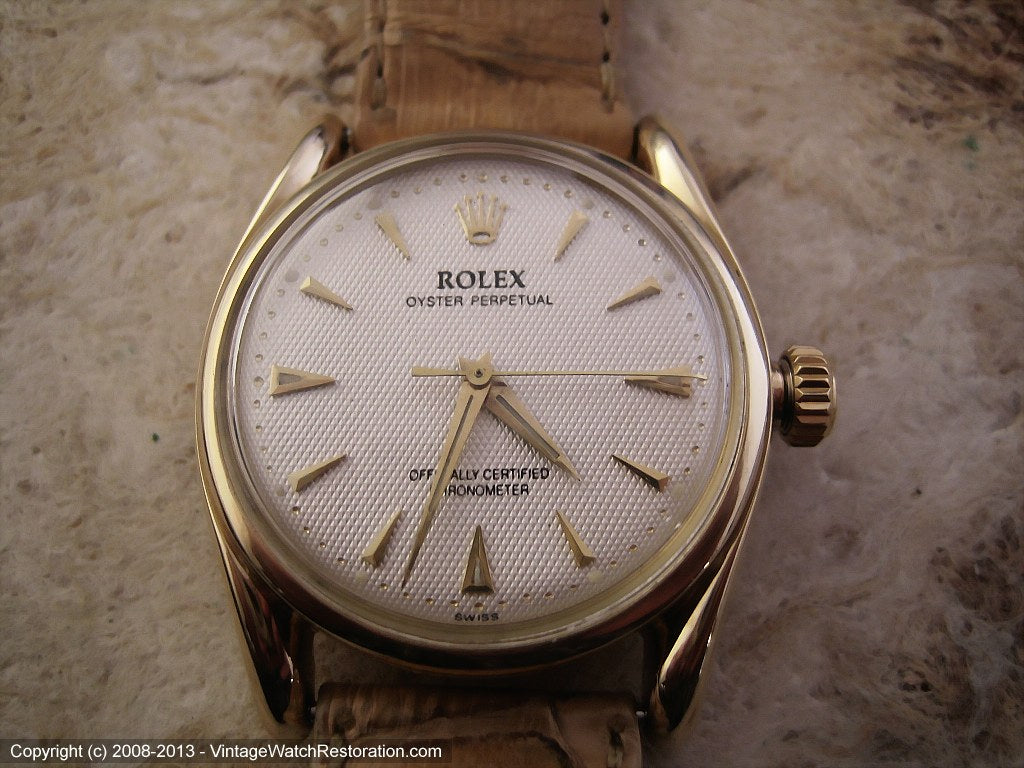 Rare Low Production Heavy 14K Gold Rolex Oyster Perpetual - Model 6090, Manual, 33mm