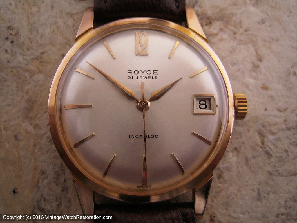 Royce Date in Rose Gold Case, Manual, Large 34mm