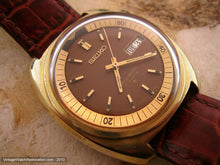 Load image into Gallery viewer, Impressively Large Bell-Matic Alarm Seiko Tonneau with Chocolate Brown Dial, Automatic, 39x42mm
