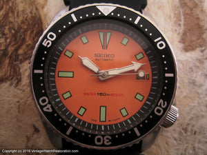Exquisite Seiko 150M Divers with Orange Dial, Automatic, 42.5mm