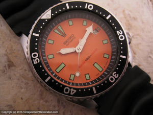 Exquisite Seiko 150M Divers with Orange Dial, Automatic, 42.5mm