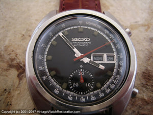 Seiko Chronograph Black Dial Day-Date, Automatic, Very Large 40mm