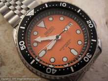 Load image into Gallery viewer, Seiko Orange Dial Divers 200M Day Date with Hefty Seiko Stainlesss Bracelet, Automatic, Huge 42mm
