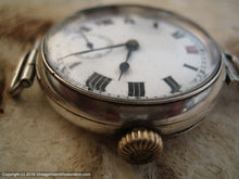 Load image into Gallery viewer, Swiss Sterling Silver WWI Trench Watch with Immaculate Porcelain Dial, Manual, 34mm
