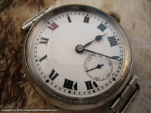 Load image into Gallery viewer, Swiss Sterling Silver WWI Trench Watch with Immaculate Porcelain Dial, Manual, 34mm
