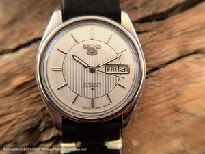 Seiko '5' Two Tone Silver Dial with Tuxedo Striped Design Inside, Day-Date , Automatic, 36.5mm