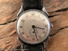 Load image into Gallery viewer, Swiss WWII Era Original Silver Dial with Elongated Spider Lugs , Manual, 33.5mm
