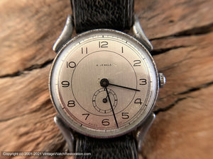 Swiss WWII Era Original Silver Dial with Elongated Spider Lugs , Manual, 33.5mm