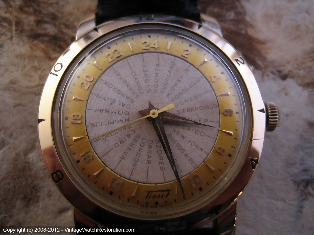 Rare Tissot World Timer Navigator with Original Two Tone Dial