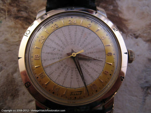 Rare Tissot 'World Timer' Navigator with Original Two-Tone Dial, Automatic, Very Large 36mm