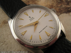 Tudor Oyster Stainless Steel with Gold Markers on White Dial, Manual, Large 34mm