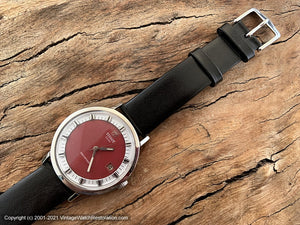 Tissot 'Seastar' Deep Red and White Dial with Date, Manual, 37.5mm