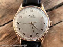 Load image into Gallery viewer, Tissot c.1940s Large Case Original Elegant Pearl Dial with Light Patina and Perfect Rose Gold Applied Number, Manual, Large 35.5mm

