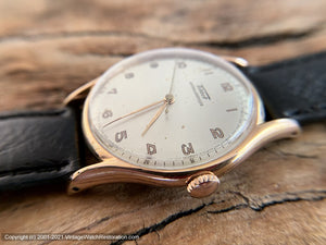 Tissot c.1940s Large Case Original Elegant Pearl Dial with Light Patina and Perfect Rose Gold Applied Number, Manual, Large 35.5mm