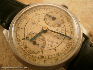 Fully Original Early Universal Chronograph Telemetre, Manual, Very Large 37.5mm