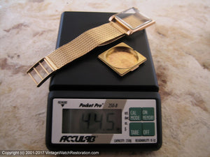 Stunning 18K Yellow Gold Universal with 18K Gold Mesh Bracelet , Manual, 26x33.5mm