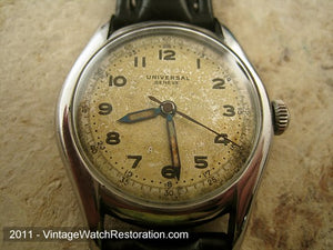 Military Style Universal 24-Hour with Original Golden Patina Dial, Manual, 33.5mm