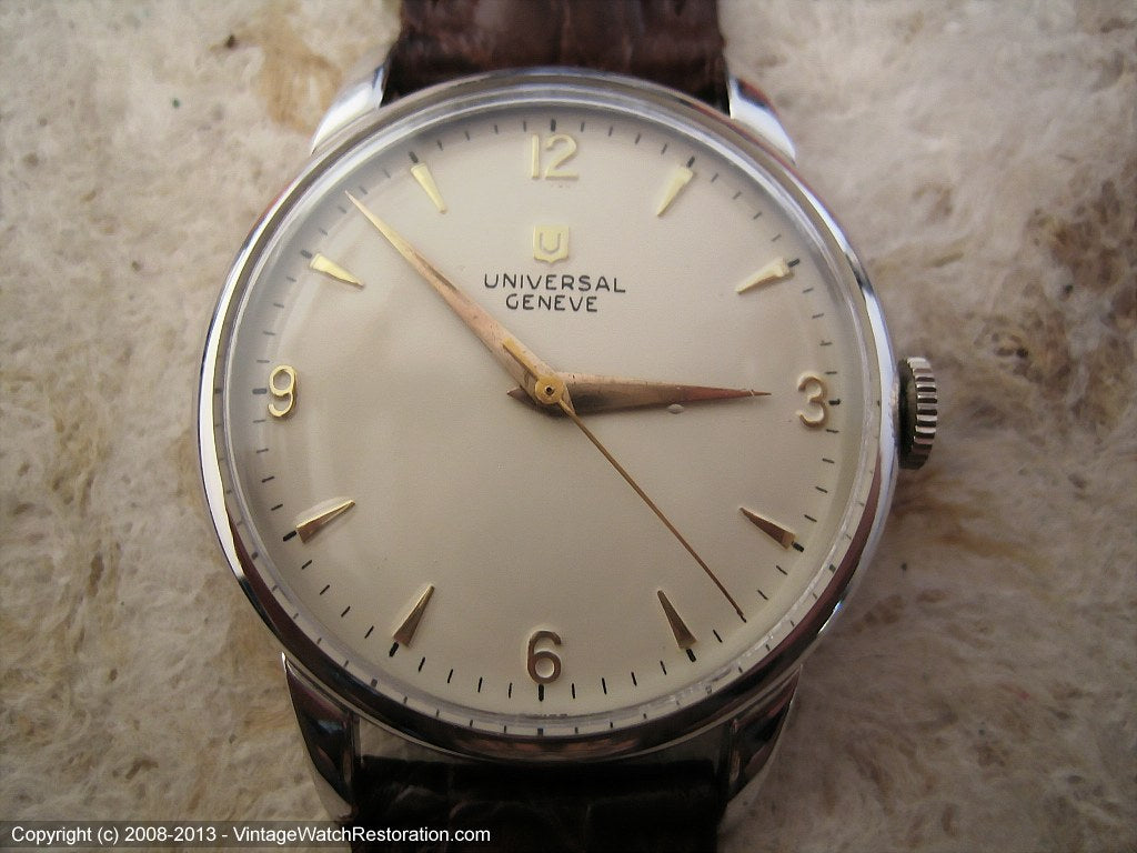 Large and Classic Universal with Light Butter Dial , Manual, Very Large 35mm