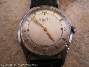 Universal Geneve with Oyster-Silver Dial in Incabloc Case, Manual, 3mm