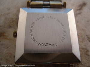 Square Mint Black Dial Waltham with Original Box, Manual, 29x29mm
