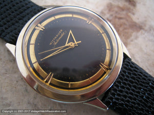 Stunner Wittnauer Deco Style Gold and Black Dial, Automatic, Large 34mm