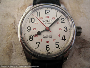 Swiss Military Wyler Railroad Approved 24-Hour Dial, Automatic, Large 34mm